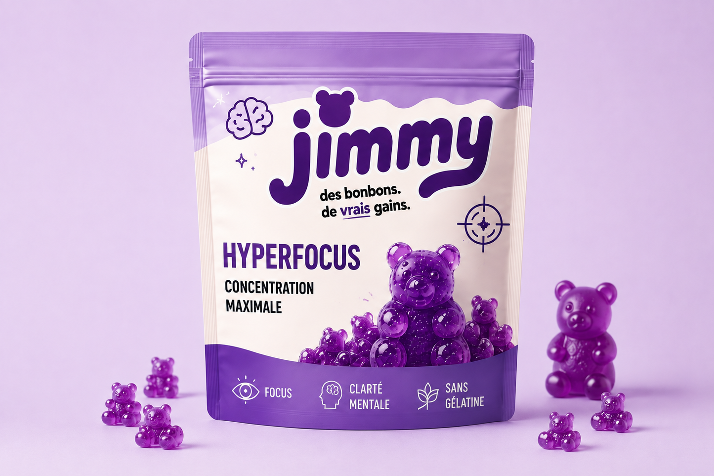 Jimmy Hyperfocus – Oursons Boost de Concentration & de Focus Mental